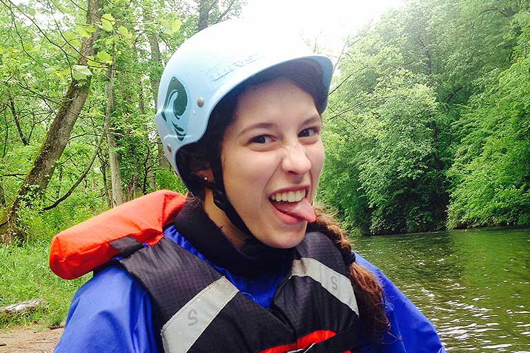 A kayaker makes a funny face.