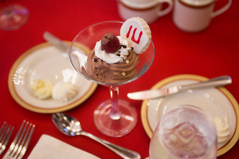 A closeup of an IU-themed dessert