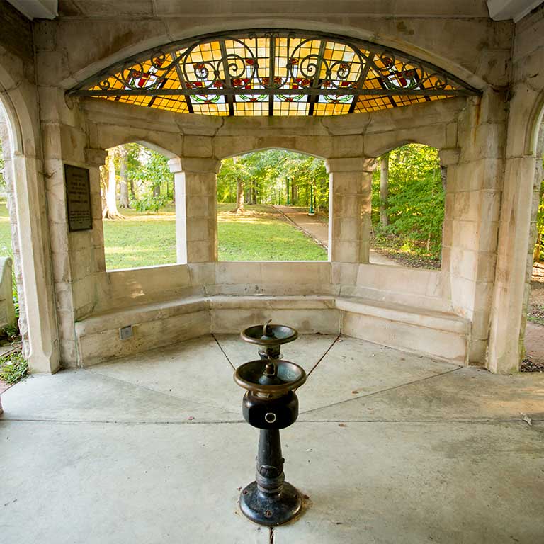 A view of the inside of the Rose Well House